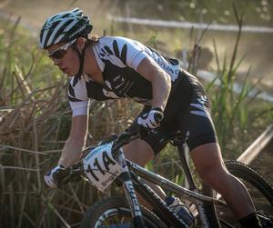 Anton Cooper in action in the Team Relay at the UCI Mountain Bike World Championships in South Africa.